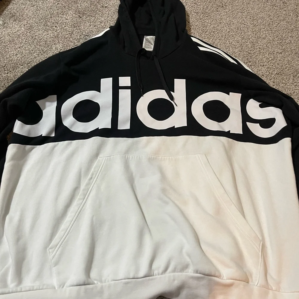 Adidas Men's Black and White Hoodie - Picture 1 of 5